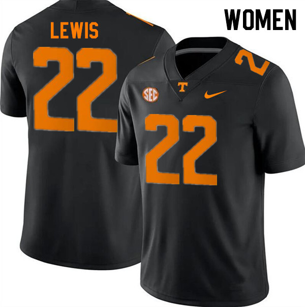 Women #22 Peyton Lewis Tennessee Volunteers College Football Jerseys Stitched-Black